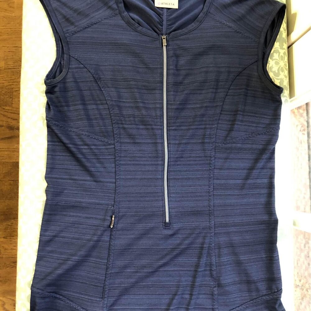 Athleta Pacifica UPF Women’s 1/2 Zip Sleeveless Blue Tank Top - Size Small